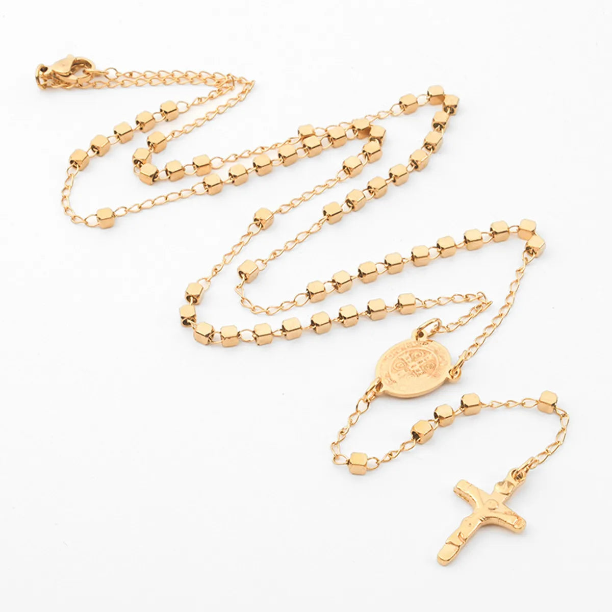 Simple Style Cross Stainless Steel Plating Necklace