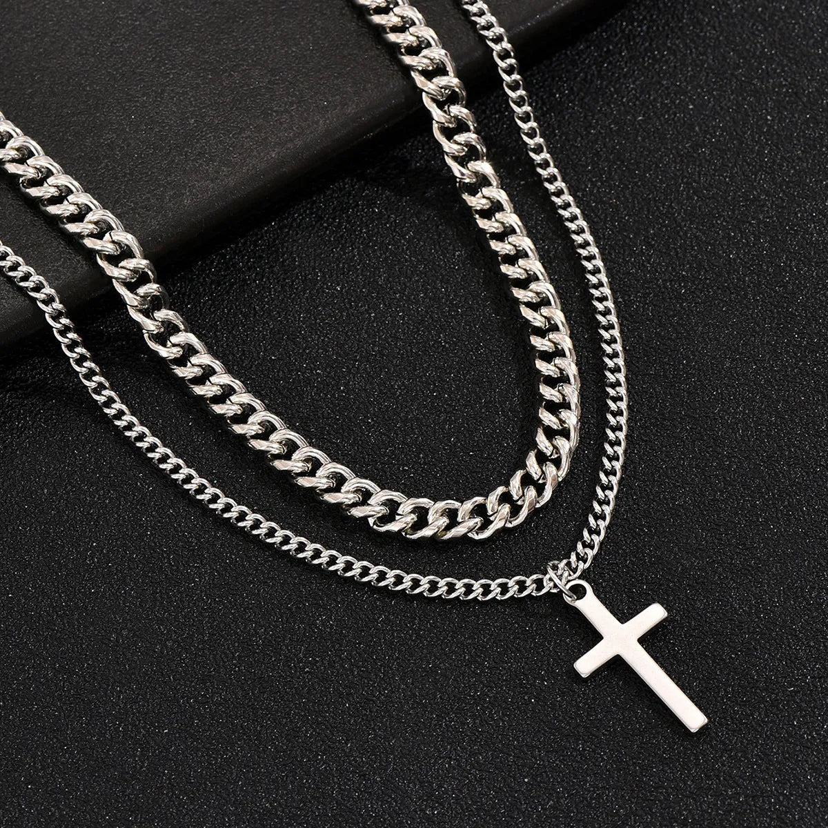 Simple Style Cross Stainless Steel Plating Unisex Pendant Necklace