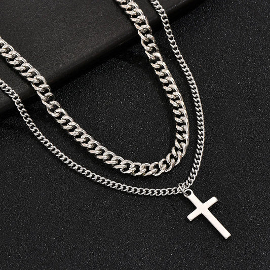 Simple Style Cross Stainless Steel Plating Unisex Pendant Necklace