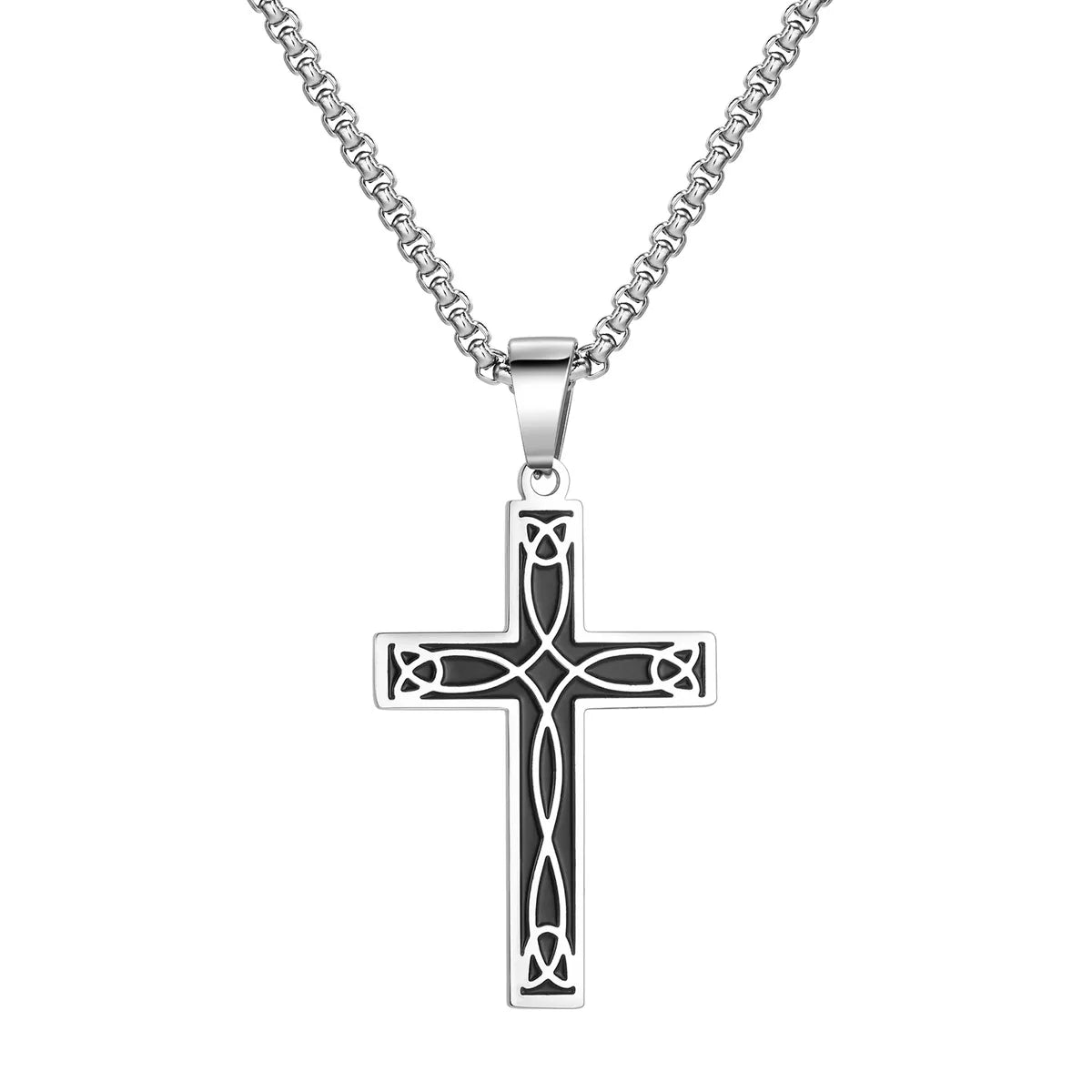 Simple Style Cross Stainless Steel Stoving Varnish Pendant Necklace