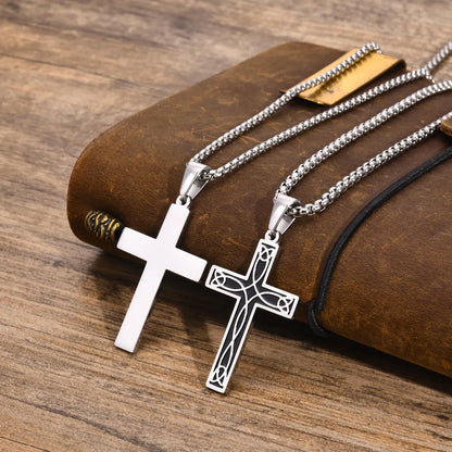 Simple Style Cross Stainless Steel Stoving Varnish Pendant Necklace