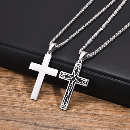 Simple Style Cross Stainless Steel Stoving Varnish Pendant Necklace