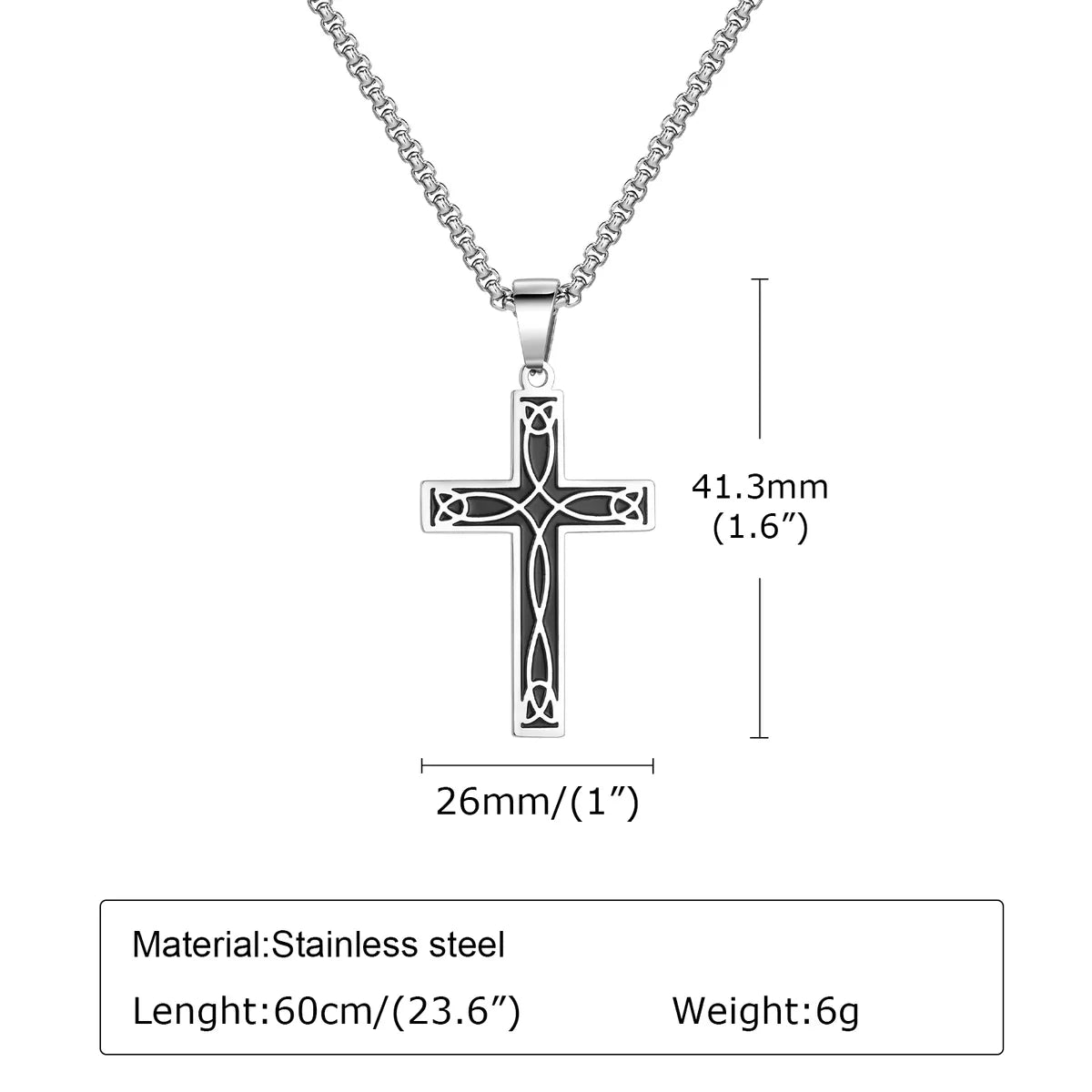 Simple Style Cross Stainless Steel Stoving Varnish Pendant Necklace