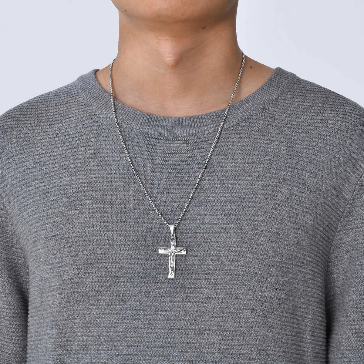 Simple Style Cross Stainless Steel Stoving Varnish Pendant Necklace