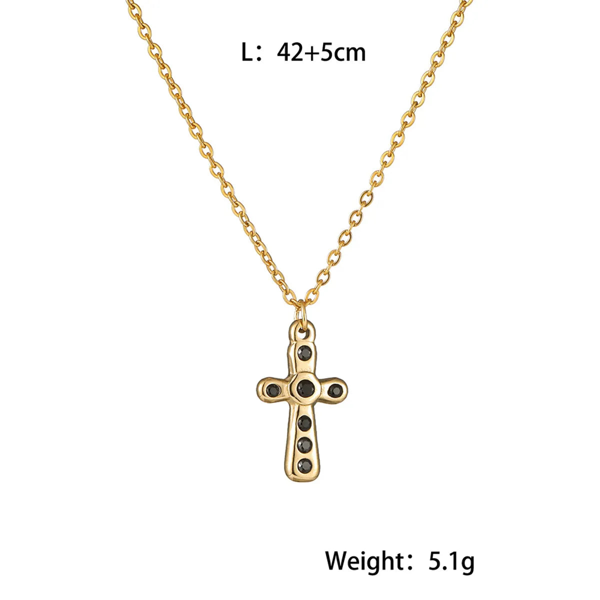 Simple Style Cross Stainless Steel Titanium Steel Plating Inlay Artificial Gemstones Pendant Necklace