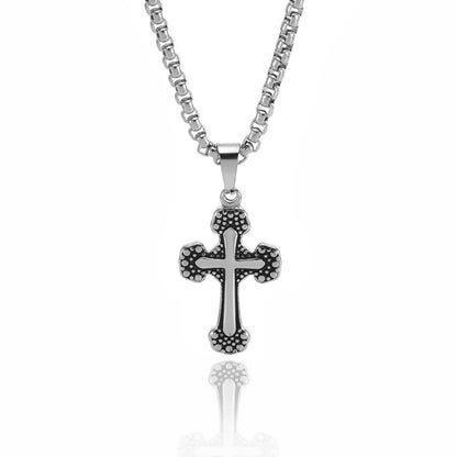 Simple Style Cross Stainless Steel Titanium Steel Polishing Men'S Pendant Necklace