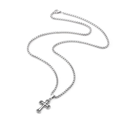 Simple Style Cross Stainless Steel Titanium Steel Polishing Men'S Pendant Necklace