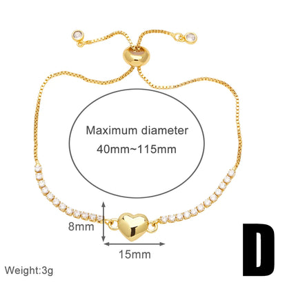 Simple Style Cross Star Heart Shape Copper Plating Inlay Zircon 18k Gold Plated Bracelets