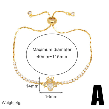 Simple Style Cross Star Heart Shape Copper Plating Inlay Zircon 18k Gold Plated Bracelets