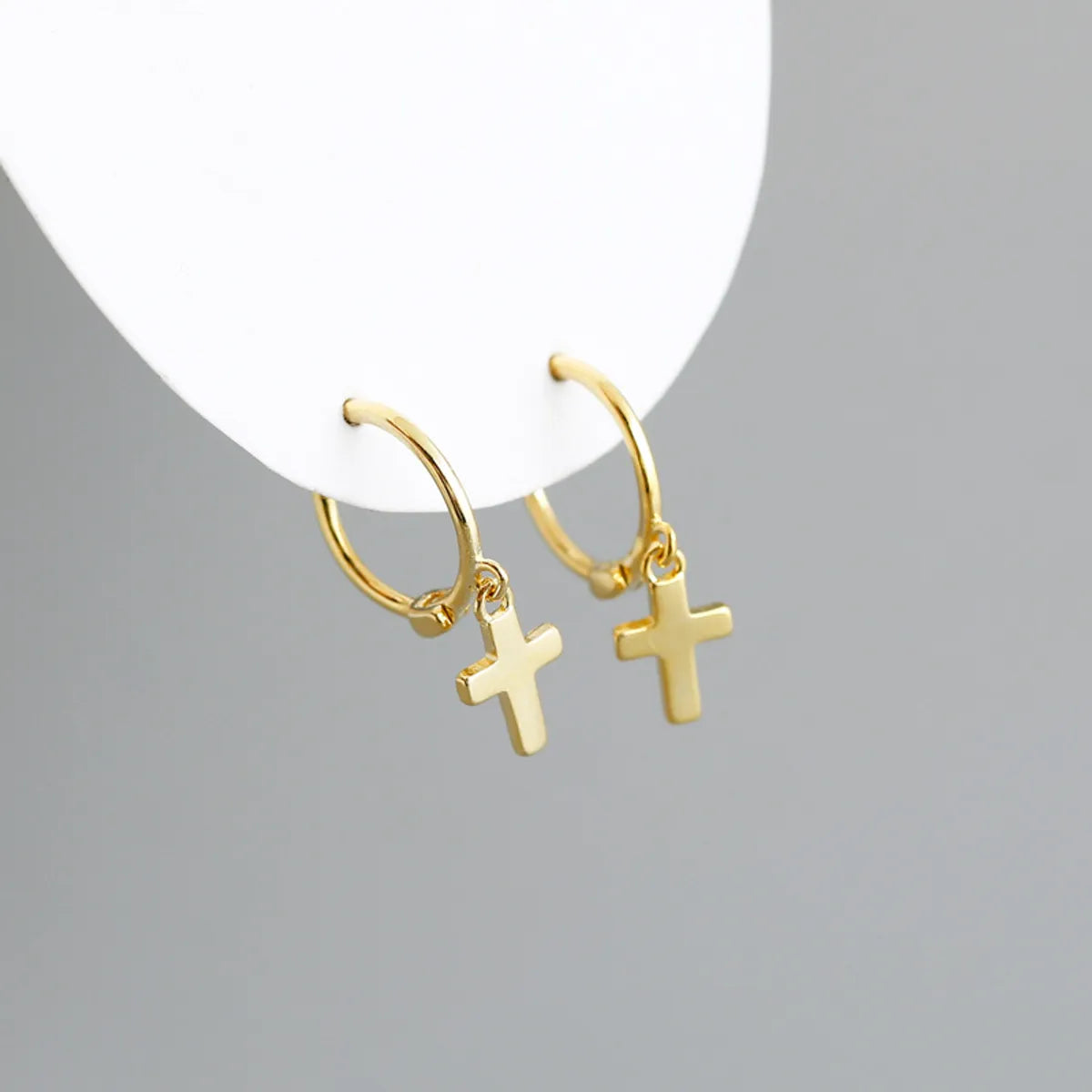 Simple Style Cross Sterling Silver Cross Earrings