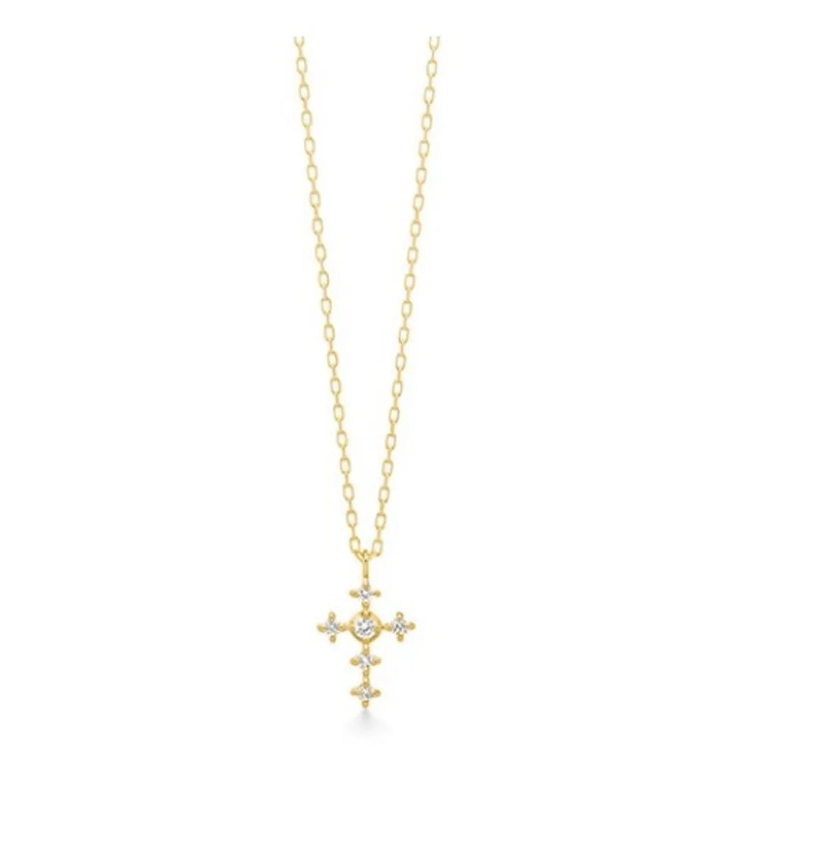 Simple Style Cross Sterling Silver Inlay Zircon Pendant Necklace