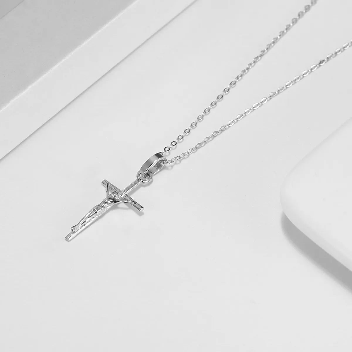 Simple Style Cross Sterling Silver Plating 14k Gold Plated Silver Plated Pendant Necklace