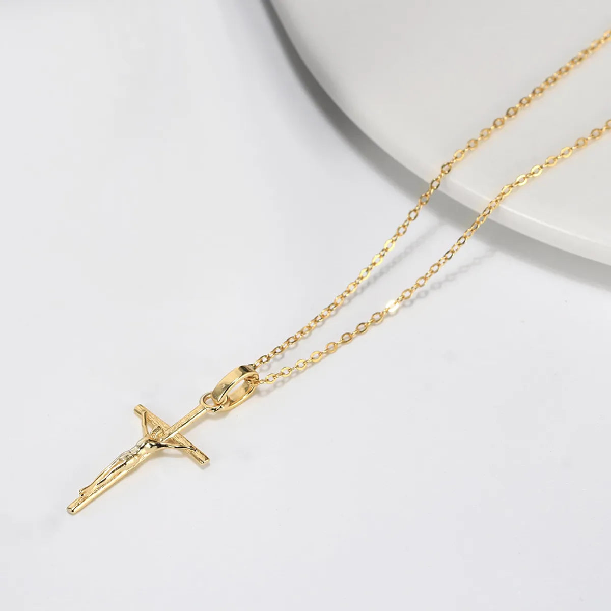 Simple Style Cross Sterling Silver Plating 14k Gold Plated Silver Plated Pendant Necklace