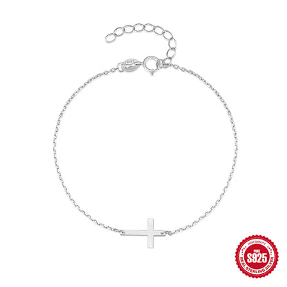 Simple Style Cross Sterling Silver Plating Bracelets