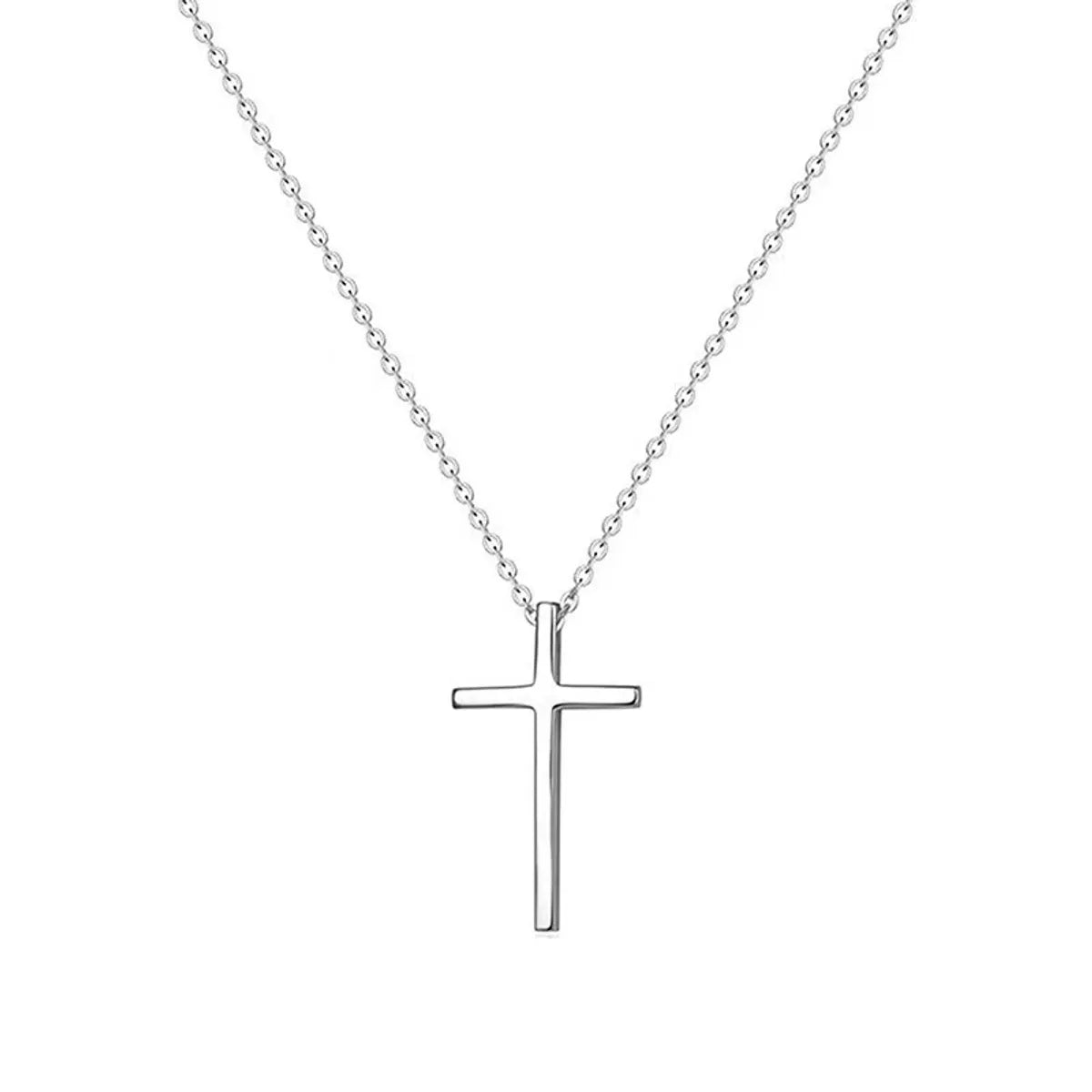 Simple Style Cross Sterling Silver Plating Pendant Necklace