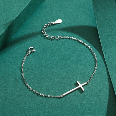 Simple Style Cross Sterling Silver Plating Rhodium Plated Bracelets