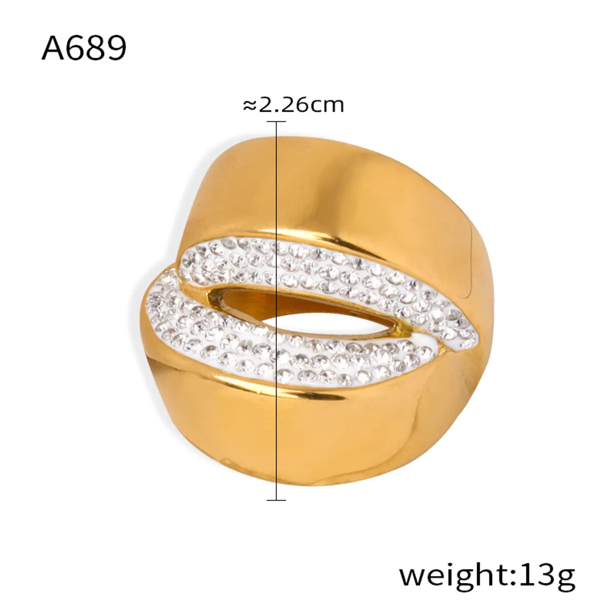 Simple Style Cross Titanium Steel 18K Gold Plated Rhinestones Rings In Bulk