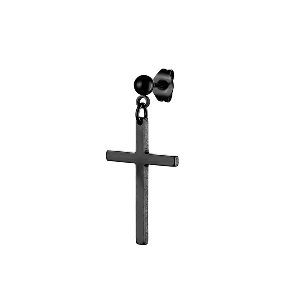 Simple Style Cross Titanium Steel Drop Earrings 1 Piece