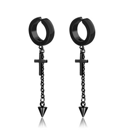 Simple Style Cross Titanium Steel Earrings Plating Stainless Steel Earrings 1 Piece