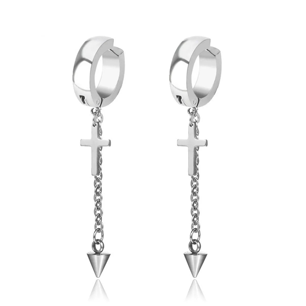 Simple Style Cross Titanium Steel Earrings Plating Stainless Steel Earrings 1 Piece