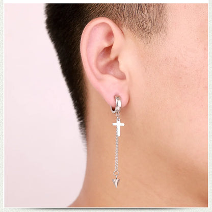 Simple Style Cross Titanium Steel Earrings Plating Stainless Steel Earrings 1 Piece