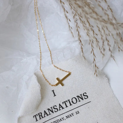 Simple Style Cross Titanium Steel Gold Plated Necklace