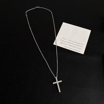 Simple Style Cross Titanium Steel Polishing Men'S Pendant Necklace