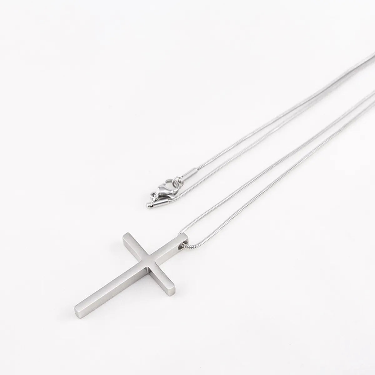 Simple Style Cross Titanium Steel Polishing Pendant Necklace 1 Piece