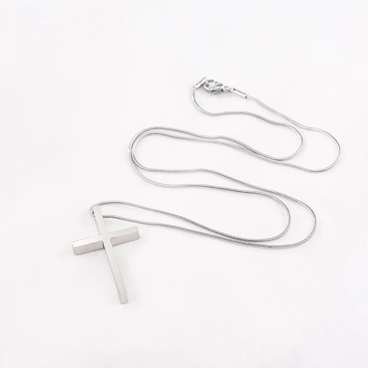 Simple Style Cross Titanium Steel Polishing Pendant Necklace 1 Piece