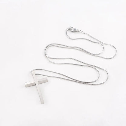 Simple Style Cross Titanium Steel Polishing Pendant Necklace 1 Piece