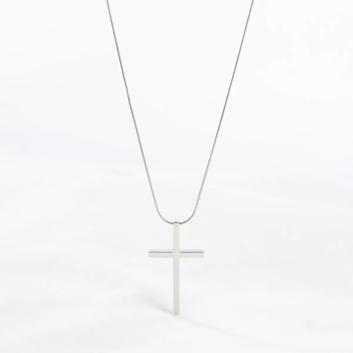 Simple Style Cross Titanium Steel Polishing Pendant Necklace 1 Piece