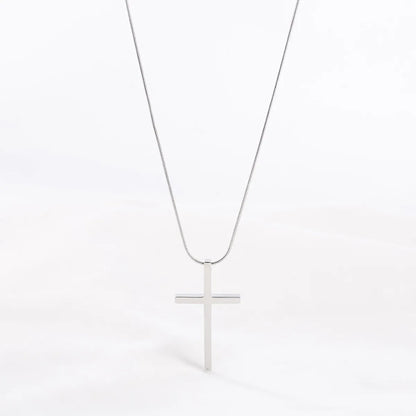 Simple Style Cross Titanium Steel Polishing Pendant Necklace 1 Piece