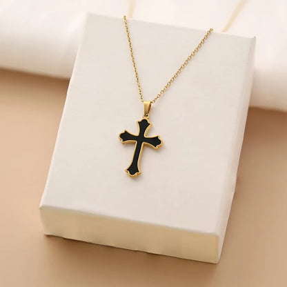 Simple Style Cross Titanium Steel Wholesale Pendant Necklace