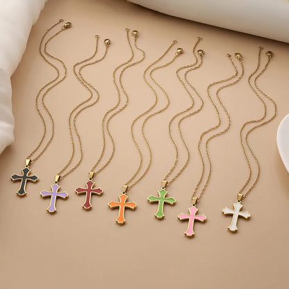 Simple Style Cross Titanium Steel Wholesale Pendant Necklace