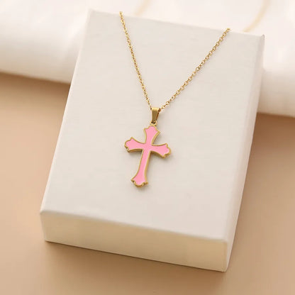 Simple Style Cross Titanium Steel Wholesale Pendant Necklace