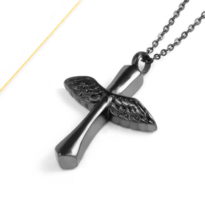 Simple Style Cross Wings Titanium Steel Plating Pendant Necklace Necklace Pendant