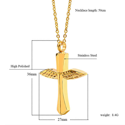 Simple Style Cross Wings Titanium Steel Plating Pendant Necklace Necklace Pendant