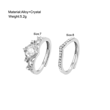 Simple Style Crown Alloy Plating Inlay Artificial Crystal Women's Adjustable Ring