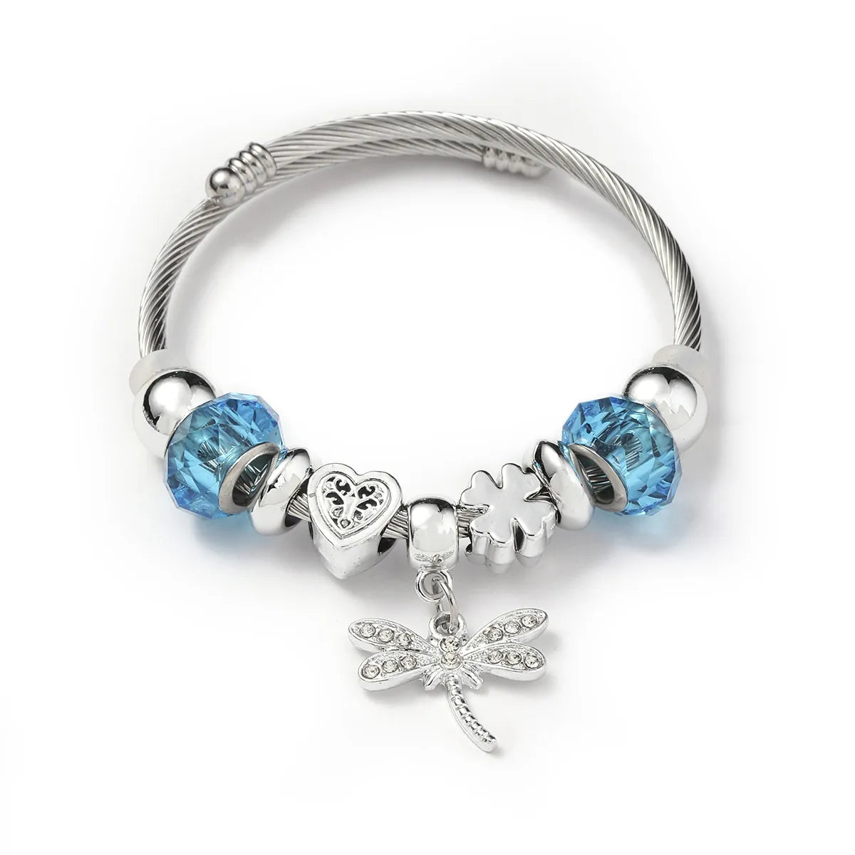 Simple Style Crown Dragonfly Butterfly 304 Stainless Steel Alloy Plastic Wholesale Bangle