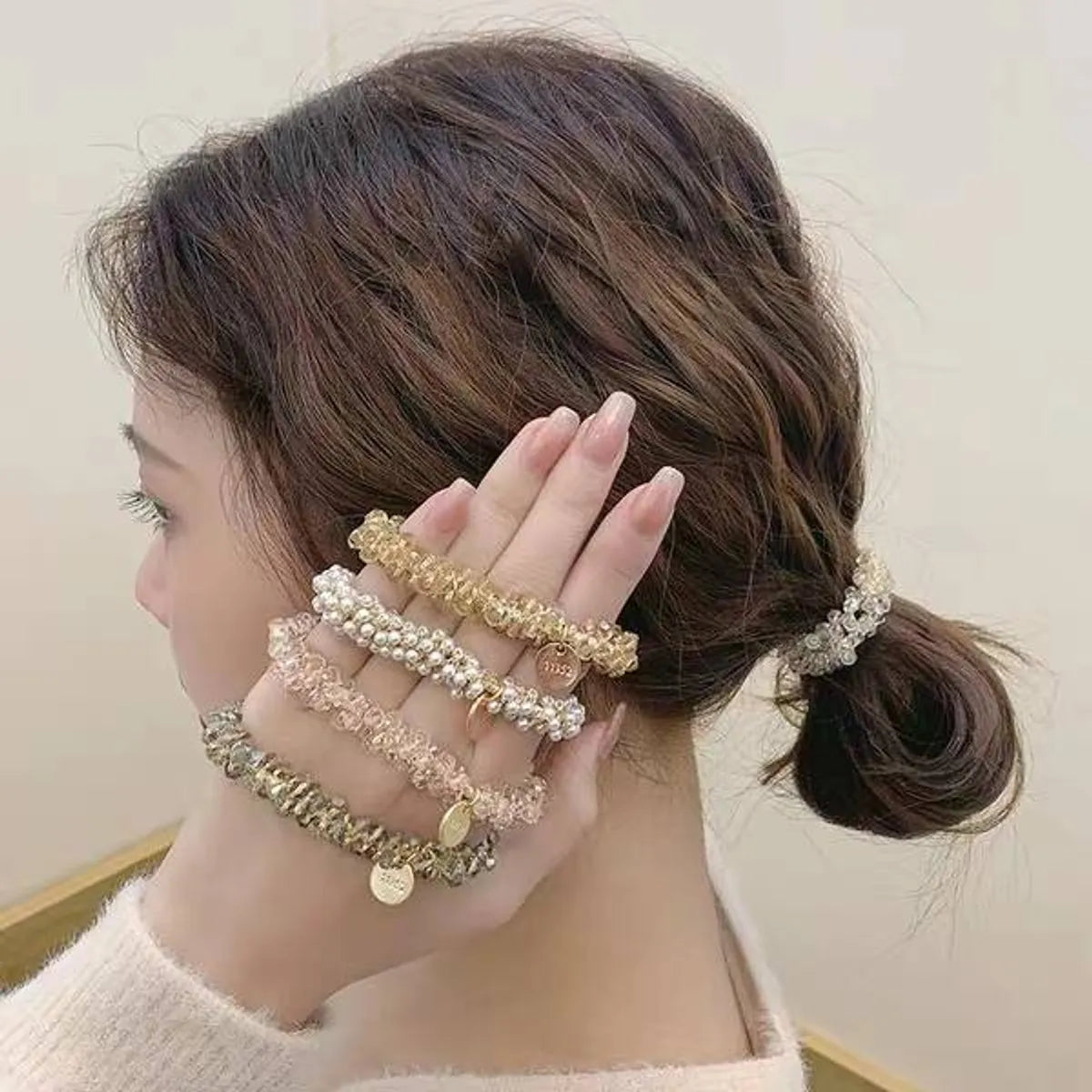 Simple Style Crystal Glass Hair Tie