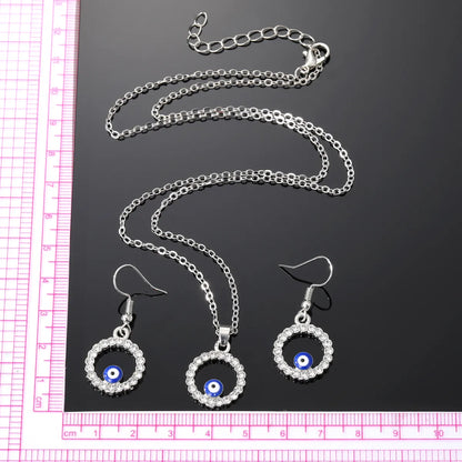 Simple Style Devil's Eye Alloy Inlay Rhinestones Women's Earrings Necklace