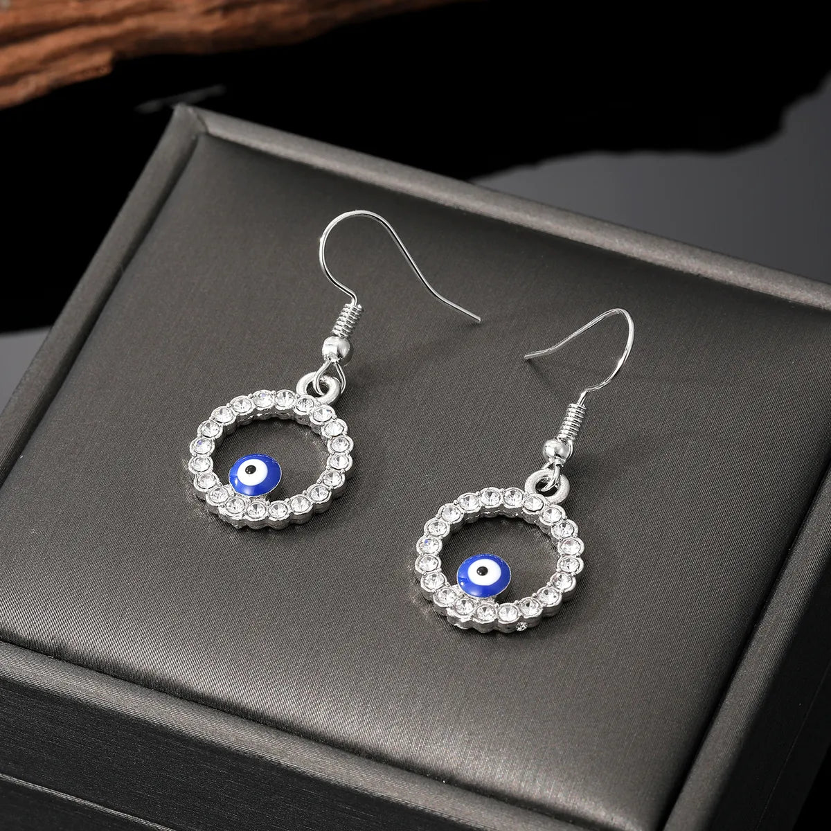 Simple Style Devil's Eye Alloy Inlay Rhinestones Women's Earrings Necklace