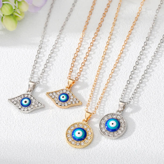 Simple Style Devil'S Eye Alloy Plating Rhinestones Pendant Necklace 1 Piece