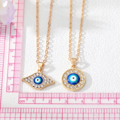 Simple Style Devil'S Eye Alloy Plating Rhinestones Pendant Necklace 1 Piece