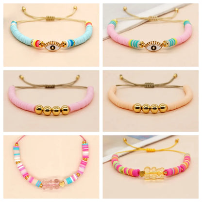 Simple Style Devil's Eye Bear Alloy Soft Clay Knitting Women's Bracelets