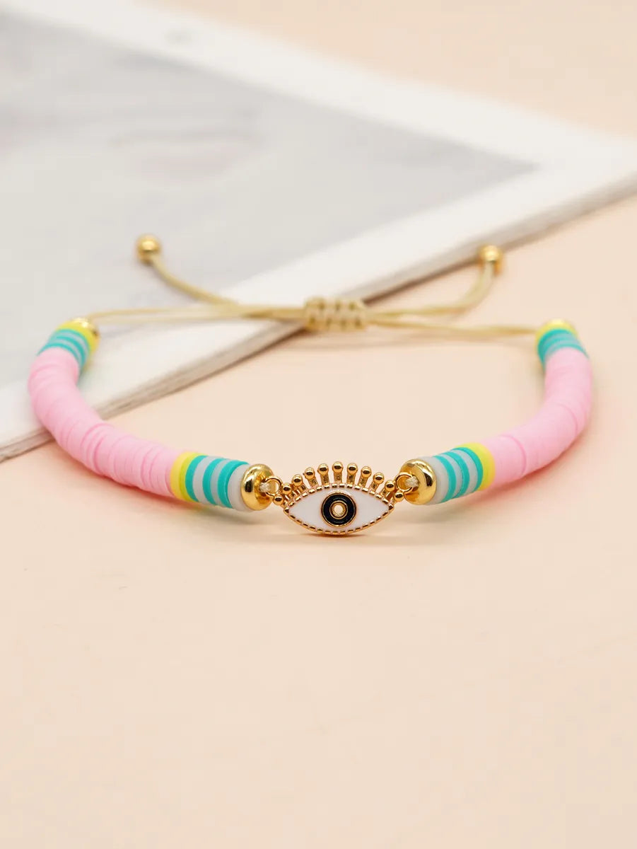 Simple Style Devil's Eye Bear Alloy Soft Clay Knitting Women's Bracelets