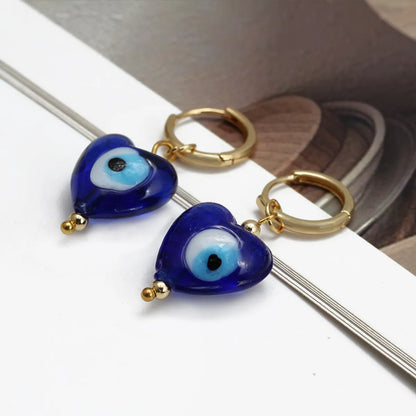 Simple Style Devil's Eye Copper Enamel Earrings 1 Pair