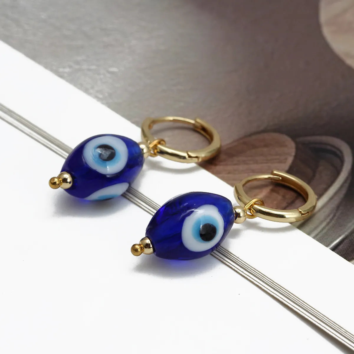 Simple Style Devil's Eye Copper Enamel Earrings 1 Pair