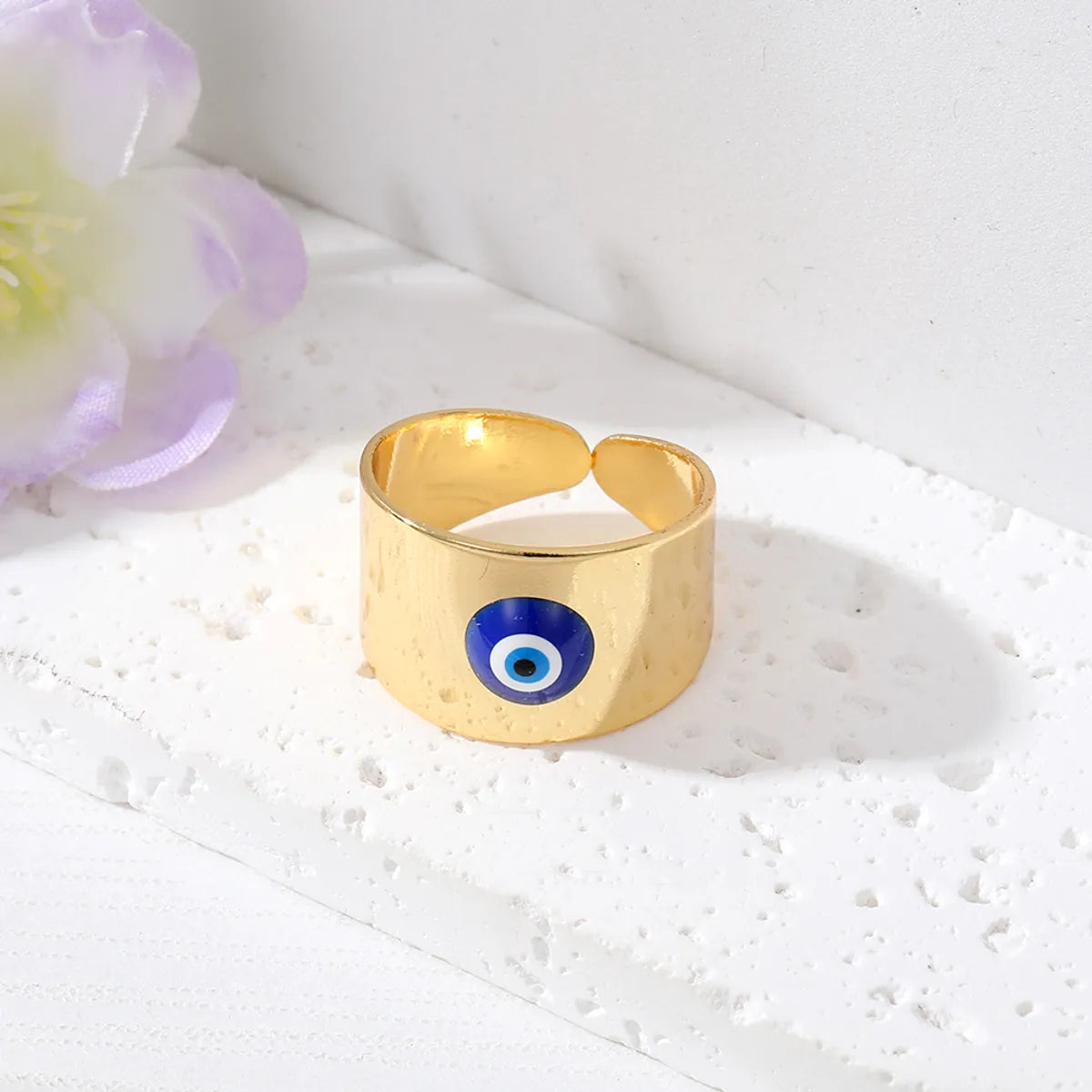 Simple Style Devil's Eye Copper Enamel Open Ring