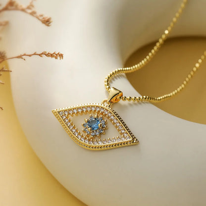 Simple Style Devil's Eye Copper Plating Inlay Zircon 18k Gold Plated Pendant Necklace